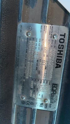 200 HP 1780 RPM Toshiba, Frame 447T, TEFC, 1.15 service factor