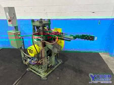 25 Ton, Henry & Wright #H-105, 4-post cut press & stock feeder, 1 -1/2" stroke, 5 HP, 150 SPM