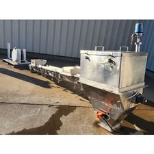 6" diameter x 10.11' long, Stainless Steel screw conveyor auger feeder, sanitary food grade, 23" x 29"