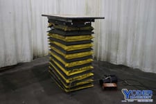 660 lb. Bishamon, #X30S, scissor lift table, hydraulic, 1/2 HP, 20" W x 40" L table, 2011