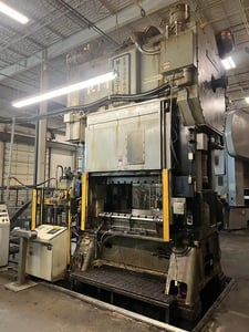 300 Ton, Minster #E2-300, straight side double crank press, 6" stroke, 32" Shut Height, 6" adj., 60" x36"bed