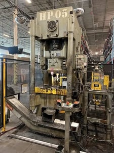 165 Ton, Aida #NC1-15, OBI press, 5.1" stroke, 13.77" Shut Height, 3.983"adj., 46.06"x23.62"table, 40-85