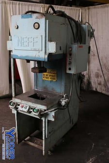 75 Ton, Neff, hydraulic C-frame press, 12" stroke, 10-1/2" throat, 32" passline height, 10 HP, 1977