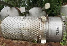 1000 gallon Stainless Steel jacketed tank, 48" dia. x 120" straight side, flot top, dish bottom