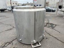375 gallon Stainless Steel jacketed tank, 48" dia. x 48" deep, partial hinged cover
