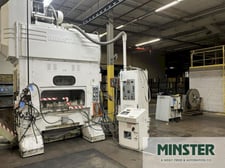 112 Ton, Minster #P2H-100-48, straight side double crank press, 1.5" stroke, 13.4" Shut Height, 3.94" adj.