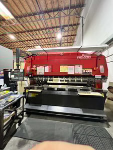 110 Ton, Amada #RG-100, CNC press brake, 10' overall, 100.5" between housing, 3.937" stroke, 15.75" throat