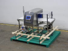 Loma #IQ4, Stainless Steel, metal detector with 19-3/4" x 70" white flex link product conveyor