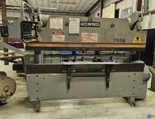 60 Ton, Accurpress #7608, hydraulic press brake, 8' overall, 76" between housing, 8" stroke, 8" throat, 14"