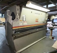 175 Ton, Accurpress #717512, CNC press brake, 12' overall, excellent condition, upgraded to the latest CNC