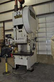 150 Ton, Verson #150-OBG, gap press, 8" stroke, 22" Shut Height, 6" ram adj., 46 SPM, 50" x30" bed, air