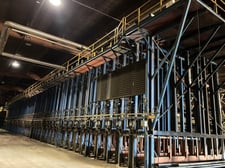 CAE Newnes #26 Bay Bin Sorter, Moore multisaw trimmer, floor chains, unscrambler, stacker