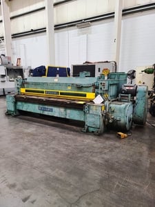 3/8" x 10' Wysong #1038, mechanical shear, 36" front operated power back gauge, 16 hold downs, 104" squaring