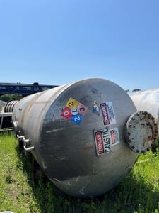 4000 gallon Stainless Steel horizontal tank, 84" dia. x 192" long, dish heads, mounted on saddles