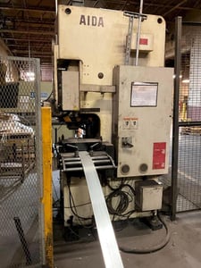 66 Ton, Aida #NC1-600(2)E, single crank gap frame press, 5.51" stroke, 11.8"Shut Height, 2.7"ram adj.