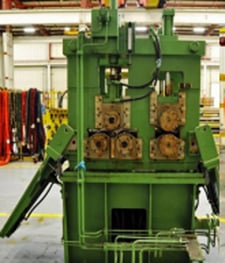 4000 lb. Mill Duty Uncoiler, Leveler, & Recoiler, 150 HP @ 500/1250 RPM, 0.3" entry thickness, 0.256" exit