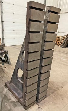 10" x 72" Cast iron angle plate, 4" thick, 12 horizontal T-slots, pair