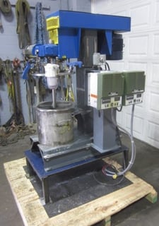 3/1 HP Dual shaft disperser, 3 HP high speed shaft, 1 HP slow speed sweep blade w/sidewall scrappers
