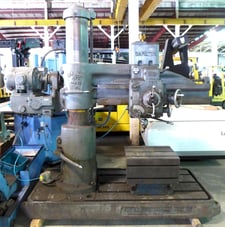 4' -11" Carlton #1A, radial drill, 60-1500 RPM, #4 MT, box table, low price