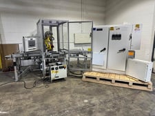Fanuc, m- 10ia/12, 6-Axis robot cell with R-30iB Plus controller, 2 pass thru conveyors, 2017, #105158