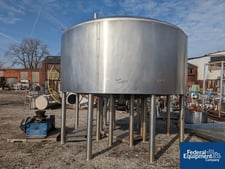 3100 gallon Mash Tun Process Vessel, Stainless Steel, 10' 6" diameter x 52" straight side, dish top, flat