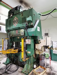 125 Ton, Minster #PM3-125-48, straight side double crank, 1.2" stroke, 20" Shut Height, 2" adj., 700 SPM