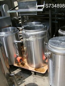 25 gallon Stainless Steel tank, 18" dia. x 24" tall, open top, flat bottom, Chromolox heater