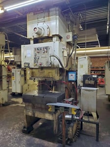 75 Ton, Niagara #ES75, OBI press, 8" stroke, 21" Shut Height, 3" ram adj., 90 SPM, 36" x24" bed, air clutch &