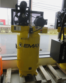 5 HP Emax, 80 gallon 2 stage single phase vertical compressor, 19 cfm, NEW