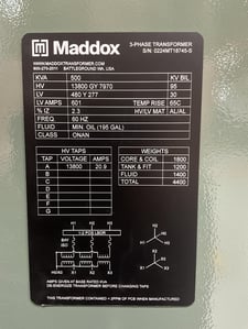 500 KVA 13800GY/7970 Primary, 480Y/277 Secondary, 3 phase, Padmount Transformer, Ready To Ship
