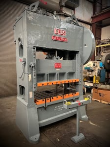 100 Ton, Bliss #S2-100-60-36, straight side double crank press, 6" stroke, 20.5" Shut Height, 6" adj, air