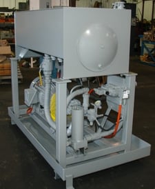 15 HP Vickers #PVB45, pressure comp, 30 gpm to 1000 psi, 100 gal.tank, drip pan, #1381