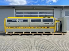 Weinig #U-23-EL, feed through moulder, 8-head, 9-1/16" x 4-3/4" capacity, 1.57" spindle diameter, 20-118 FPM