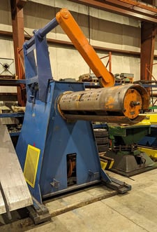 30000 lb. Perfecto #RS30-48B, uncoiler & coil car, 48" width, 60" O.D., 20"-24" ID, 65" passline, hydraulic