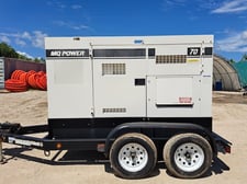 62 KW Multiquip #DCA70SSIU4F, trailer mounted, Tier 4F, 120/240/208/277/480 Volts, 4370 hours, 2016, $37k
