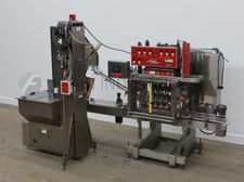 Pack West #Centurion-200, torquer with waterfall style capacity elevator / sorter, 25-300 caps/minute