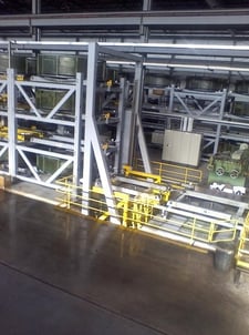 Copper tube basket storage, trolley & retrieval system, 4 level storage units, double stacl elevators