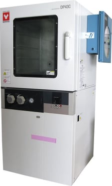 17.7" width x 17.7" H x 17.7" D Yamato #DP43C, vacuum oven, 392°F, 200/220 V., 1-phase, 10.9 amps.