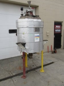 100 gallon Imperial Steel Tank Co., Stainless Steel reactor body, 30" dia. x 30" straight wall, 25/100 psi
