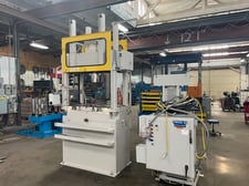 35 Ton, Ahaus Tool & Engineering, down-acting hydraulic press, 45" x26" bed, 8" stroke, 21" daylight