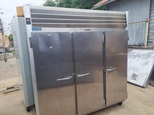Traulsen #G30010, G Series 3 section solid door reach in freezer, 74", 9 shelves, 69 cu.ft.