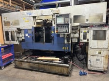 Muratec #MW-120, twin spindle, CNC lathe, 11.6" swing, 8" chuck, 3-jaw, chip conveyor, 2013