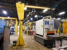 1 Ton, Bushman, free standing 360&deg; jib crane, 13' 8" jib length, 10' 8" hoist travel, 11'11" column height