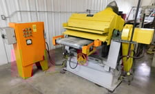 Clair, pass through polishing machine, 24" W belt, 15 HP, manual hand wheel for belt feed table gap adj.