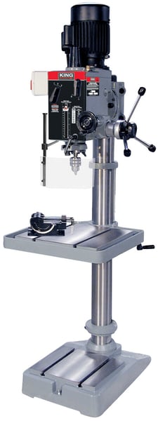 King Canada #KC-40HS, 1-1/4" gear head drilling machine, 21-3/4" x 19-1/2" table, 20-7/16" swing, 5" stroke