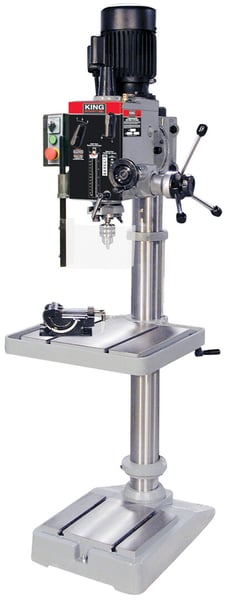 King Canada #KC-40HS-6, 1-1/4" gear head drilling machine, 21-3/4" x 19-1/2" table, 20-7/16" swing, 5"