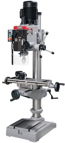 King Canada #KC-40HC-6, Gearhead Milling Drilling Machine, 6-1/4" cross travel, 23" x 7-1/2" table, 600 V, 2