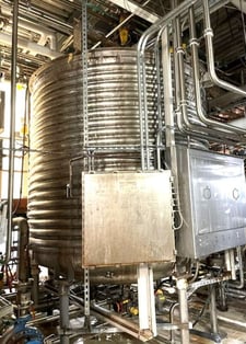 3000 gallon Jacketed Stainless Steel Dish Bottom Mix Tank, 8' diameter x 7' T/T