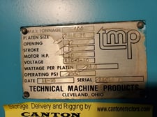 400 Ton, TMP French Oil, hydraulic press, 6 stroke, 12" DL, 24" x28", electric platen
