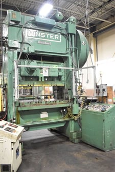 150 Ton, Minster #P2-150-60 Piecemaker, straight side double crank press, 6" stroke, 21" Shut Height, S/N